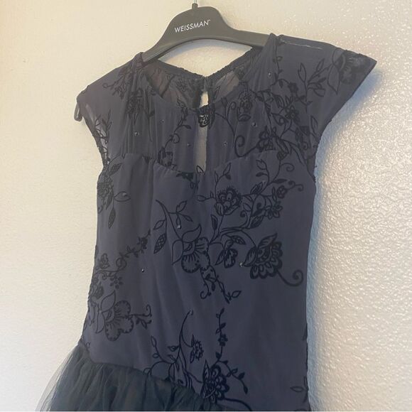 WEISSMAN Balera Dance Costume black tutu skirt flocked mesh dress D9329 child LC - Picture 5 of 15